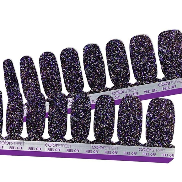 ColorStreet “Living the Gleam” purple and black glitter nail polish strips. - Picture 5 of 6